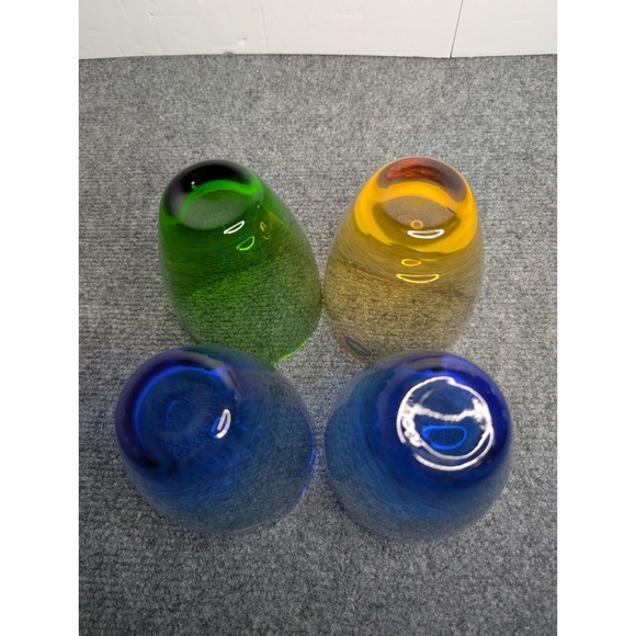 Set Of 4 Assorted Color Lenox Glass Tumbler‎ Glasses Stemless Blue Yellow Green - Picture 7 of 10